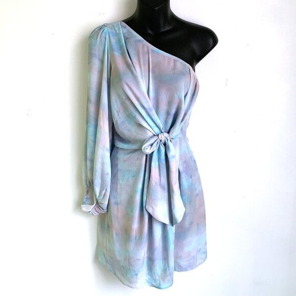Skylar + Madison Pastel Watercolor One-Shoulder Mini Dress - Picture 1 of 7